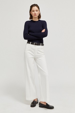 The Merino Wool Ribbed Sweater - Oxford Blue from Urbankissed