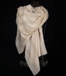 Pure pashmina sjaal, natuurlijke ivoorkleur, handgeweven van Via India