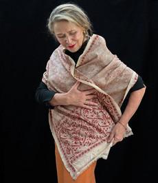 Nakshi Kantha sjaal Roodbruin Cirkelmotief via Via India