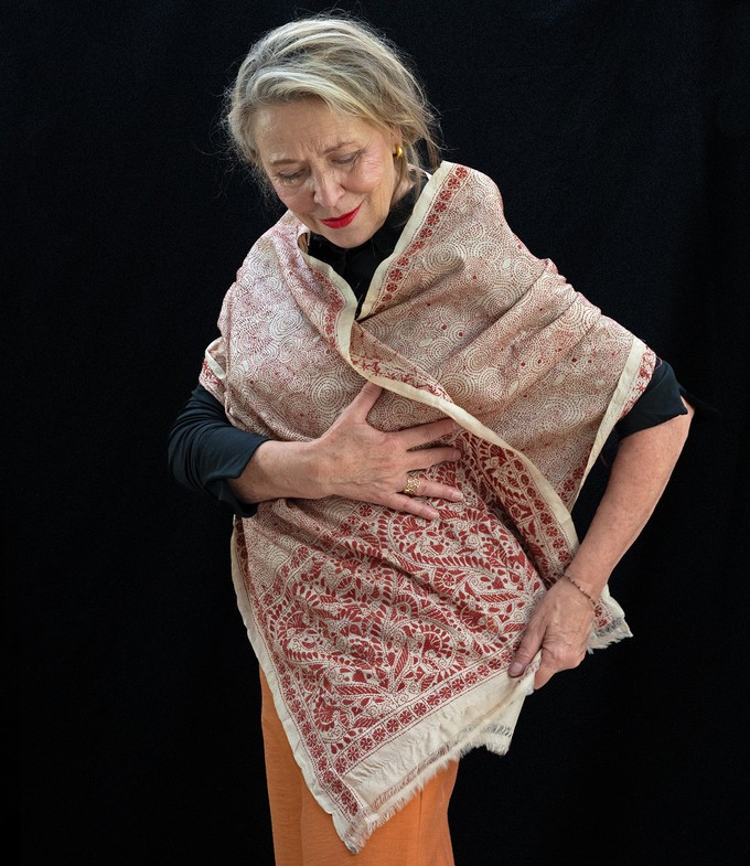 Nakshi Kantha sjaal Roodbruin Cirkelmotief from Via India