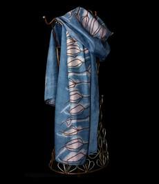 Zijden sjaal indigo handmatig bedrukt via Via India