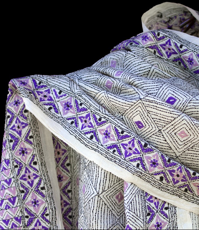 Nakshi Kantha sjaal Lilac Landscape from Via India