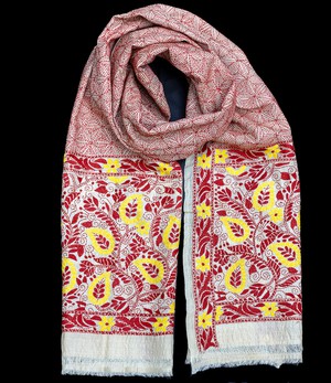 Nakshi Kantha sjaal Bruin-Goudgeel from Via India