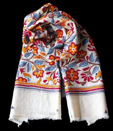 Nakshi Kantha sjaal Bloemen Roodbruin via Via India