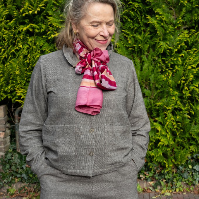 Zijden sjaal roze handgeverfd from Via India