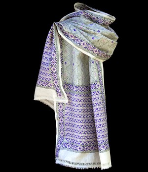 Nakshi Kantha sjaal Lilac Landscape from Via India