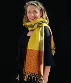 Kantha sjaal matka zijde geel via Via India