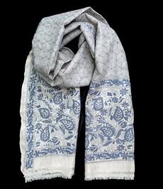 Nakshi Kantha sjaal zacht Lichtblauw via Via India