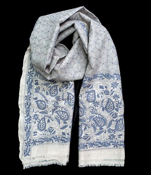 Nakshi Kantha sjaal zacht Lichtblauw from Via India