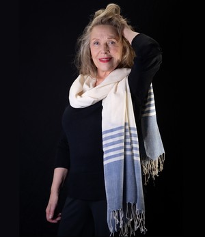 Sjaal biokatoen gestreept indigo of grijs from Via India