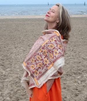 Nakshi Kantha sjaal Bruin-Goudgeel from Via India