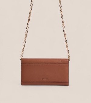 Luella Vegan Bio-Based Bamboo Leather Chain Purse in Brown from Votch