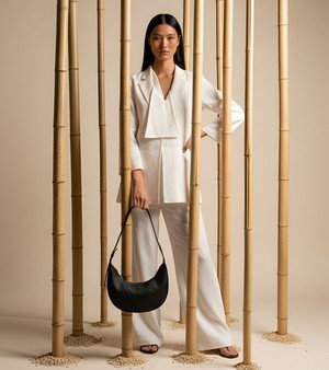River Vegan Bio-Based Bamboo Leather Hobo Bag in Black from Votch