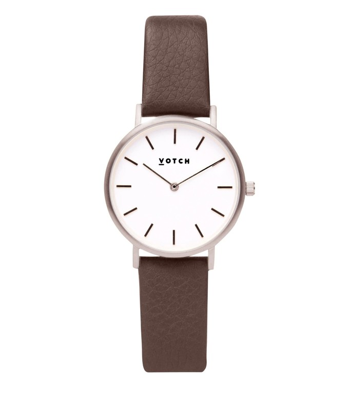 Silver & Brown Watch | Petite from Votch
