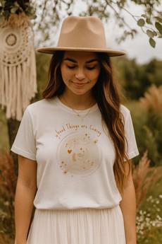 Good Things Are Coming T-shirt White via WANDERWOOD