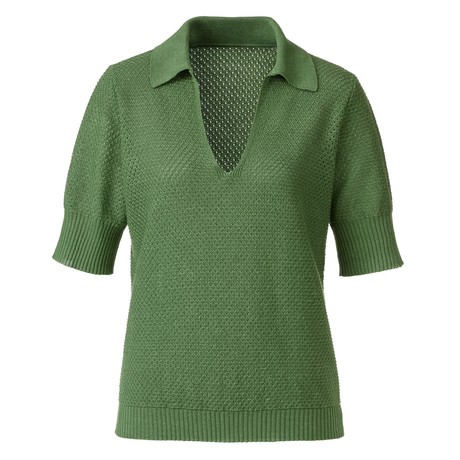 Ajour-Poloshirt aus Leinen und Lyocell, rosmarin from Waschbär
