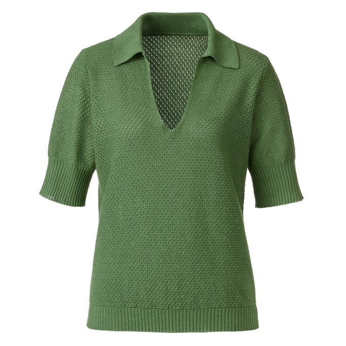 Ajour-Poloshirt aus Leinen und Lyocell, rosmarin from Waschbär