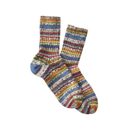 Kleurrijk gestreepte scheerwollen sokken van bio-merinowol, kleurrijk from Waschbär
