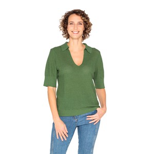 Ajour-Poloshirt aus Leinen und Lyocell, rosmarin from Waschbär