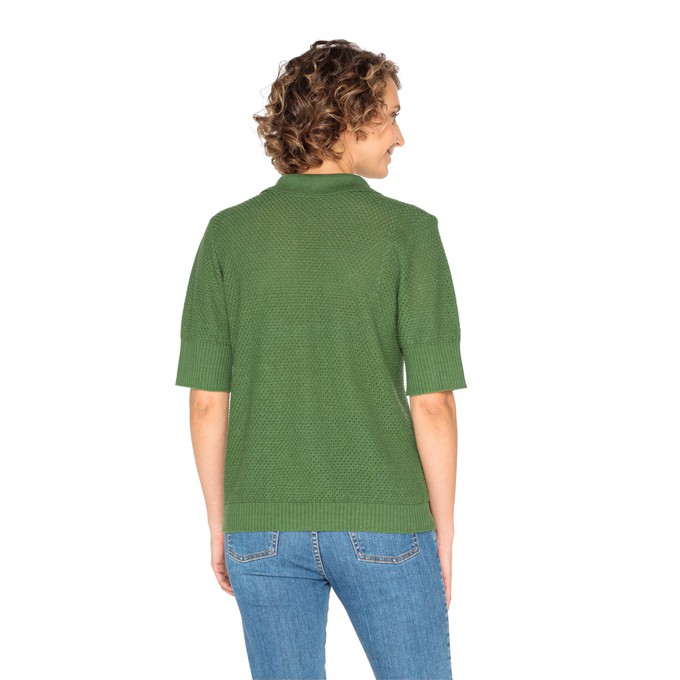 Ajour-Poloshirt aus Leinen und Lyocell, rosmarin from Waschbär