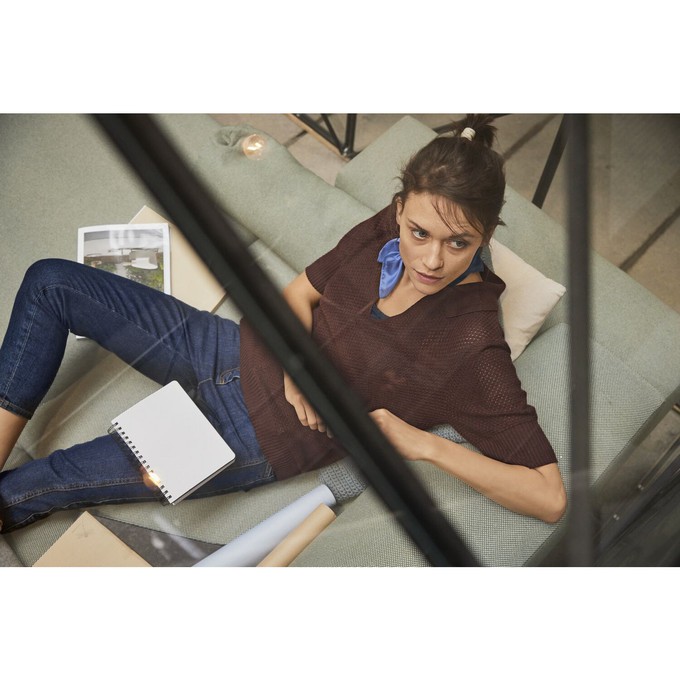 Ajour-Poloshirt aus Leinen und Lyocell, rosmarin from Waschbär