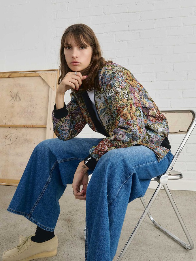 Berta Reversible Bomber Jacket Bouquet/Black from Yahmo Berta Reversible Bomber Jacket Bouquet/Black from Yahmo