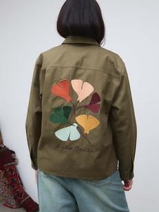 Otti Embroidered Workwear Jacket olive via Yahmo