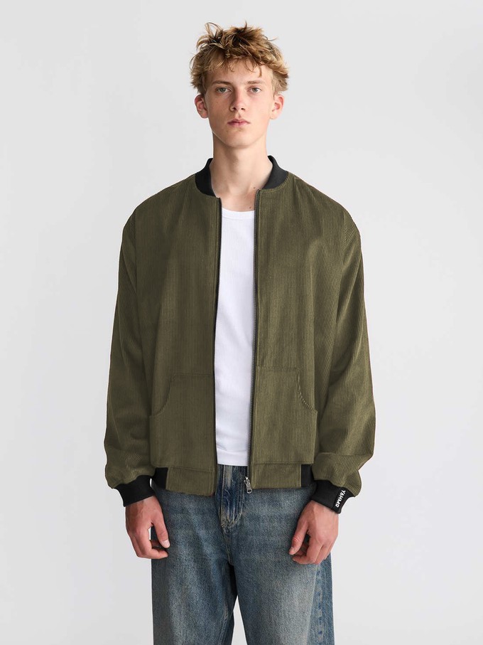 Oskar Reversible Bomber Jacket Bird/Olive from Yahmo