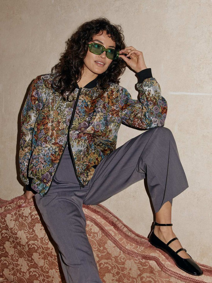 Berta Reversible Bomber Jacket Bouquet/Black from Yahmo Berta Reversible Bomber Jacket Bouquet/Black from Yahmo