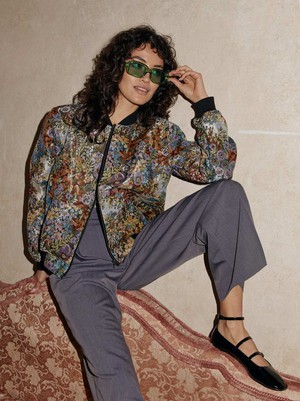 Berta Reversible Bomber Jacket Bouquet/Black from Yahmo Berta Reversible Bomber Jacket Bouquet/Black from Yahmo