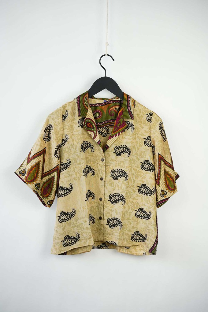 Upcycled Silk Bowling Shirt - L from Yahmo