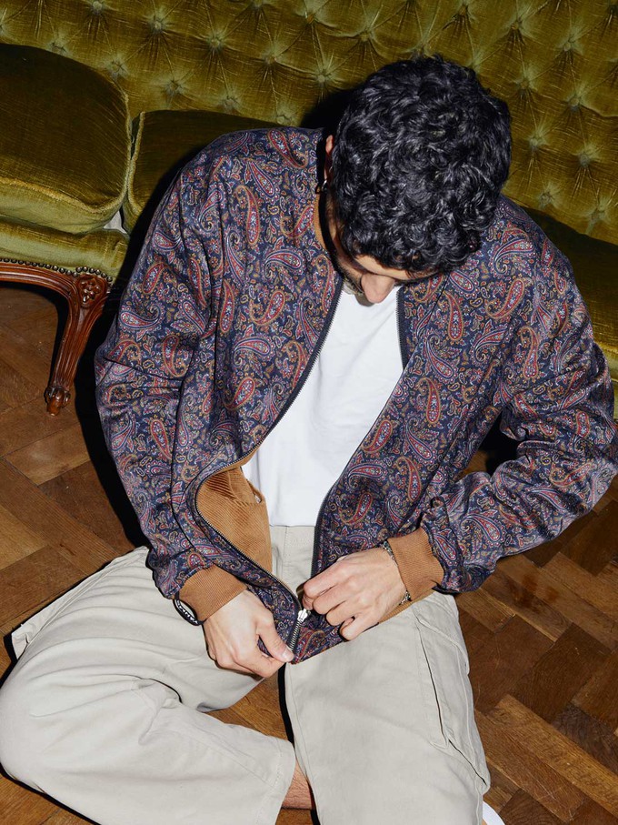 Oskar Reversible Bomber Jacket paisley/caramel from Yahmo