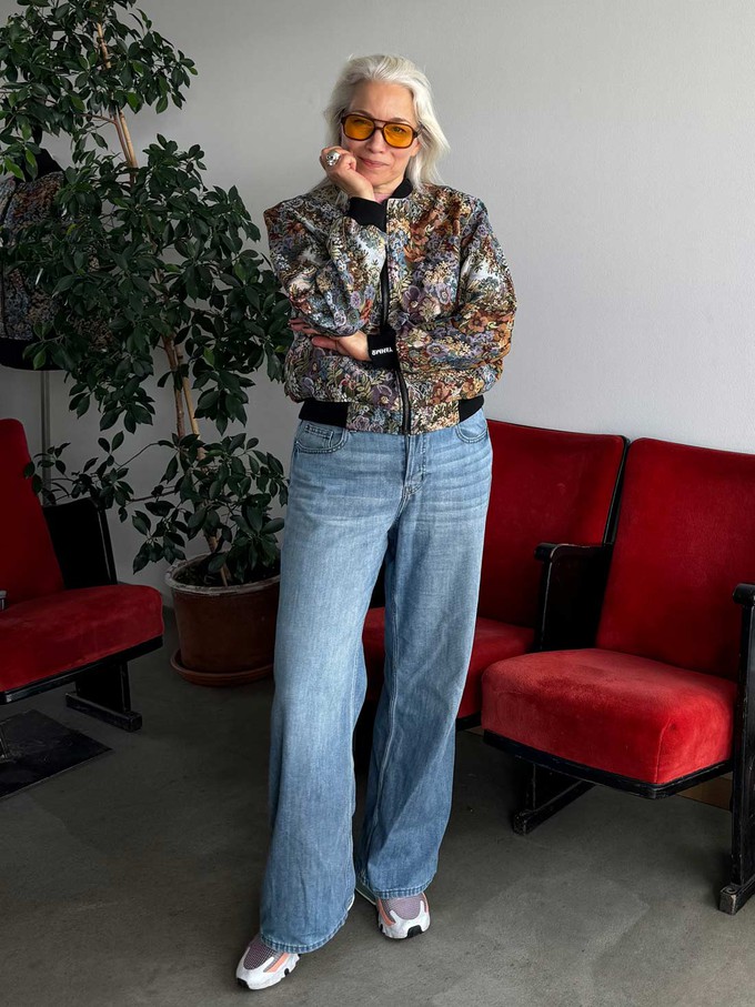 Berta Reversible Bomber Jacket Bouquet/Black from Yahmo Berta Reversible Bomber Jacket Bouquet/Black from Yahmo