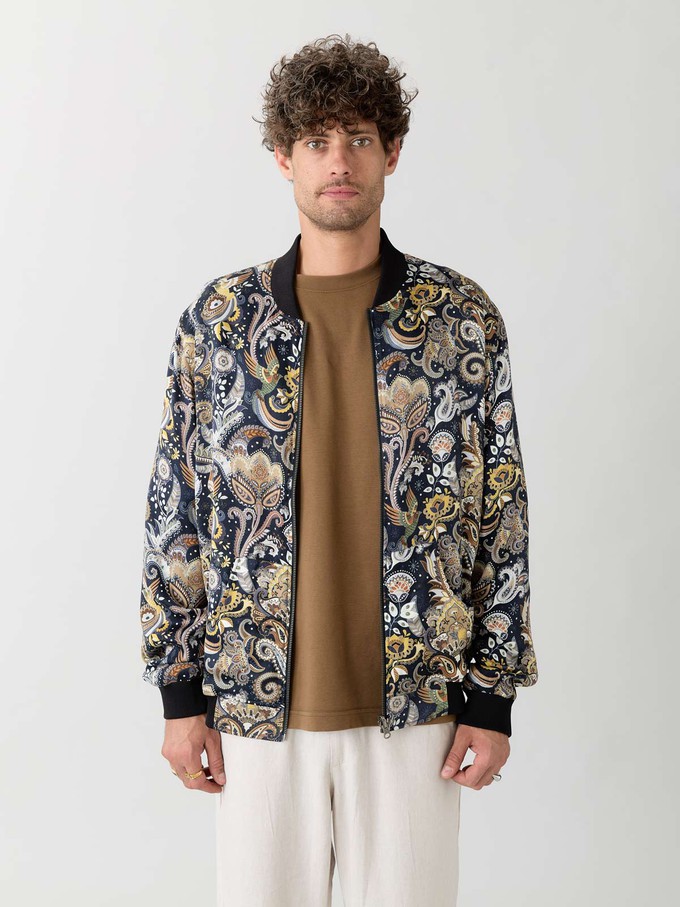 Oskar Reversible Bomber Jacket Bird/Olive from Yahmo