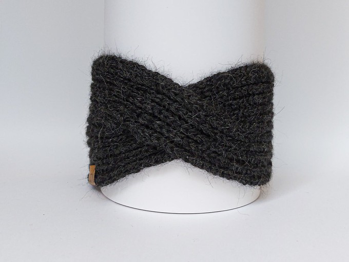 Large Knitted Headband | Stormy Night Grey | 100% Alpaca Wool from Yanantin Alpaca
