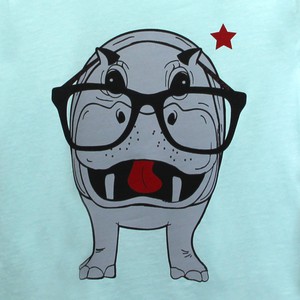 Kinder t-shirt ‘Hippo opticmistic’ – Aqua from zebrasaurus