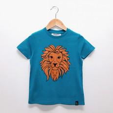 Kinder t-shirt ‘Oeh Lion’ – Aqua via zebrasaurus