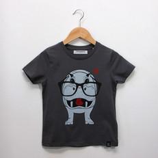 Kinder t-shirt ‘Hippo opticmistic’ | Grey via zebrasaurus
