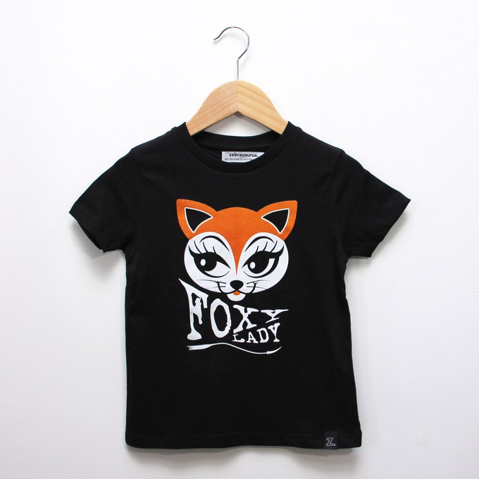 Kids t-shirt ‘Foxy lady’ – Black from zebrasaurus
