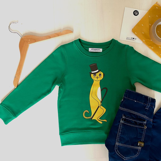 Kinder sweater ‘Stok-staartje’ – Groen from zebrasaurus