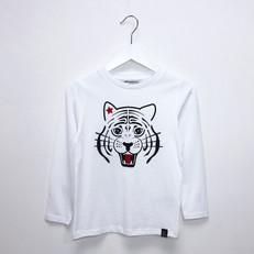 Kinder longsleeve t-shirt ‘White as snow tiger’ – White via zebrasaurus