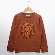 Kinder sweater ‘Oeh Lion’ – Camel van zebrasaurus
