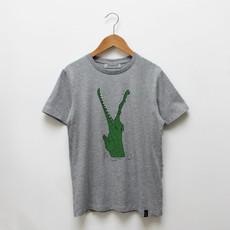 Kids t-shirt ‘Croc monsieur’ | Grey melange van zebrasaurus