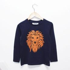 Kinder longsleeve t-shirt ‘Oeh Lion’ – Dark blue van zebrasaurus