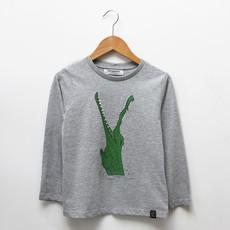 Kinder longsleeve t-shirt ‘Croc monsieur’ | Grey melange via zebrasaurus