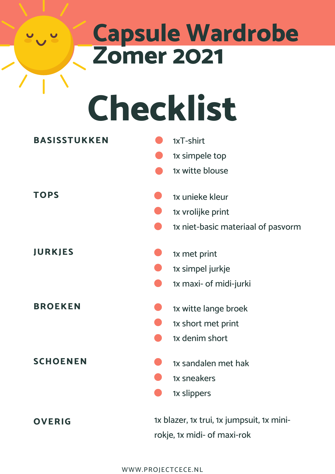 Checklist Capsule Wardrobe Zomer 2021